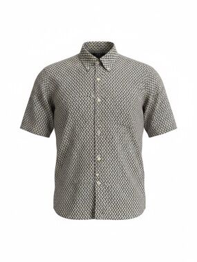 Viyella Est London Men’s Cotton Button Down Shirt large Bird Print Short Sleeves